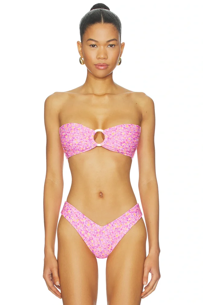 Bandeau Ruched Leg Tummy Control Shaping Swimsuit