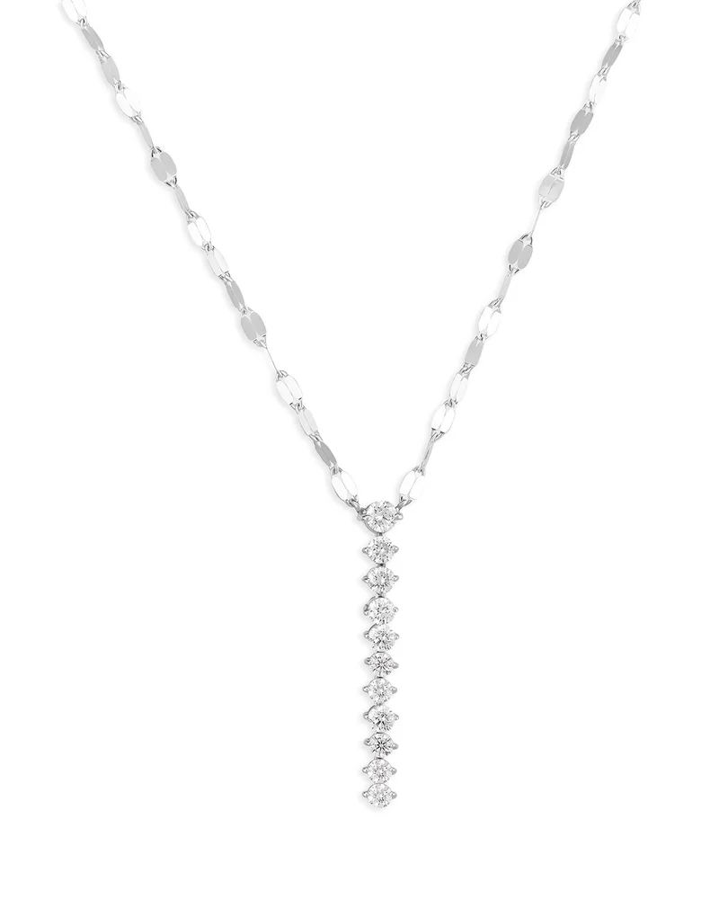 14K Gold Mini Diamond Tennis Lariat Necklace, 0.03 tcw