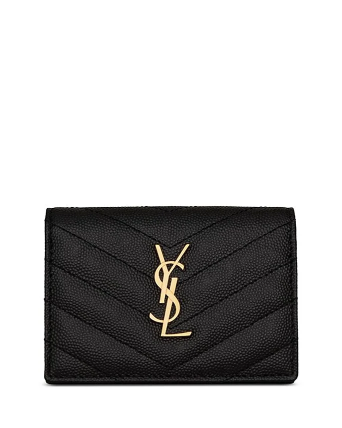 Cassandre Matelassé Business Card Case in Grain De Poudre Leather