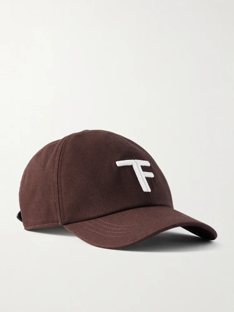 Leather-Trimmed Logo-Embroidered Cotton-Twill Baseball Cap
