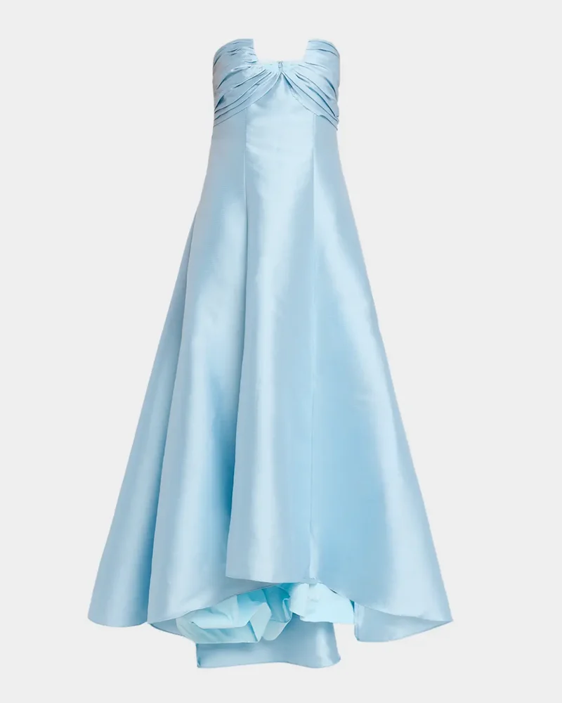 Strapless High-Low Pique Gown