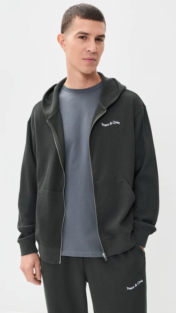Wordmark Waffle Hoodie (Black)