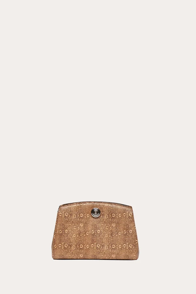 Pushlock Clutch Beige Lizard