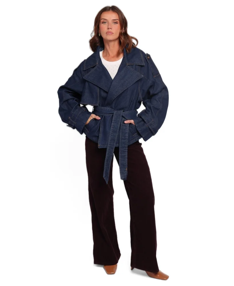 Miranda Cropped Denim Trench jacket