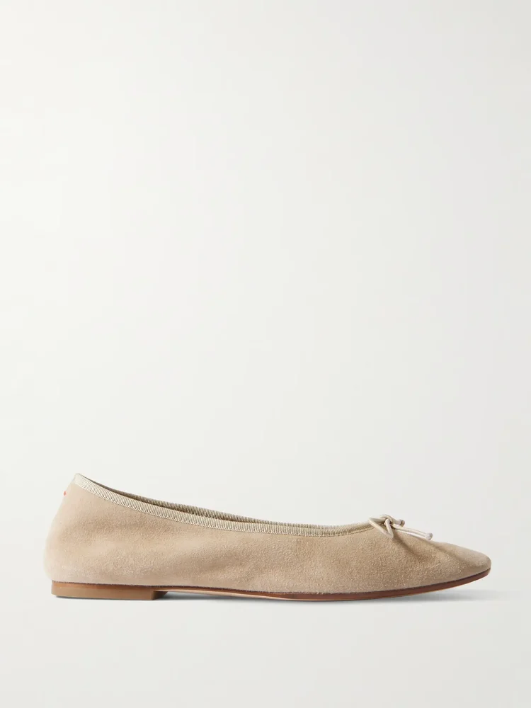 Tiby bow-detailed suede ballet flats