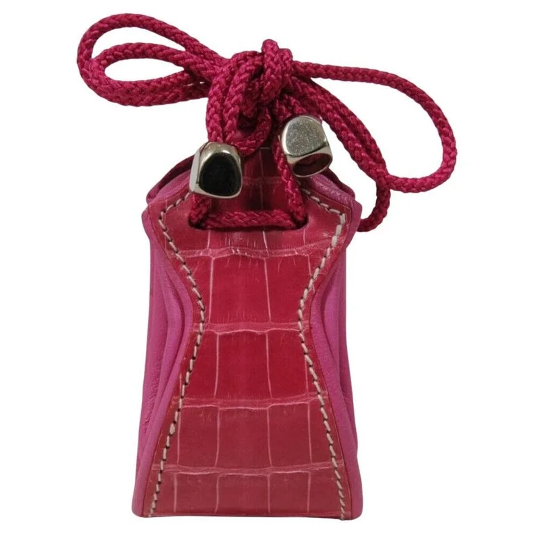 Coin Pouch Pink Limited Edition Crocodile Leather Wallet Key Money Holder, Pink