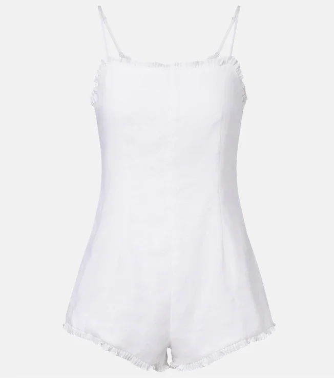 Florence ruffled linen romper
