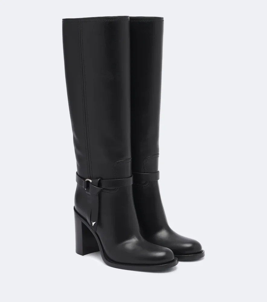 Leather knee-high boots