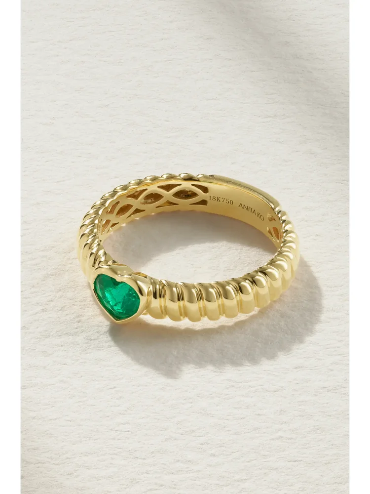 Zoe 18-karat gold emerald ring