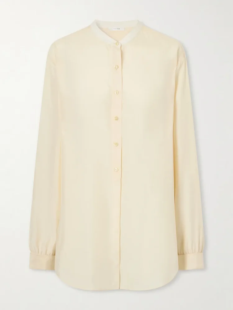 Lula mandarin-collar silk shirt