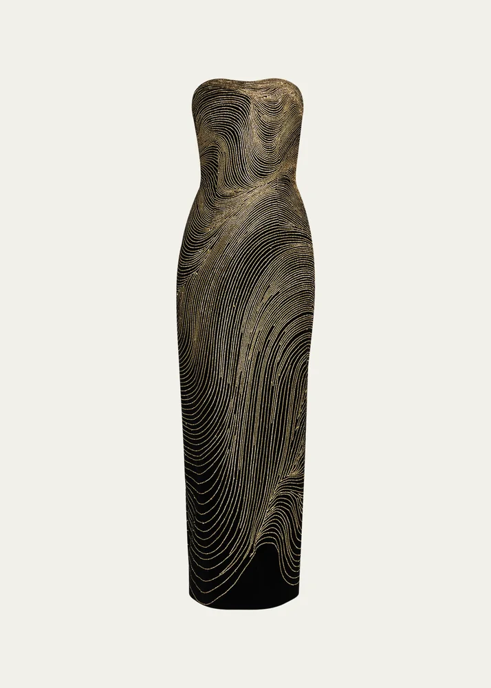 Strapless Shimmering Velvet Column Gown