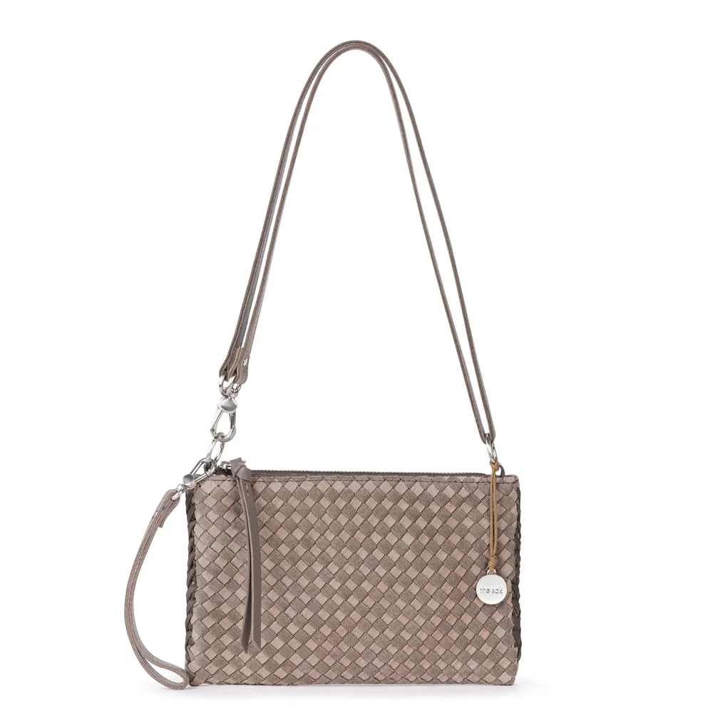 Vita Convertible Wristlet, Leather, Mushroom Sand Suede Woven
