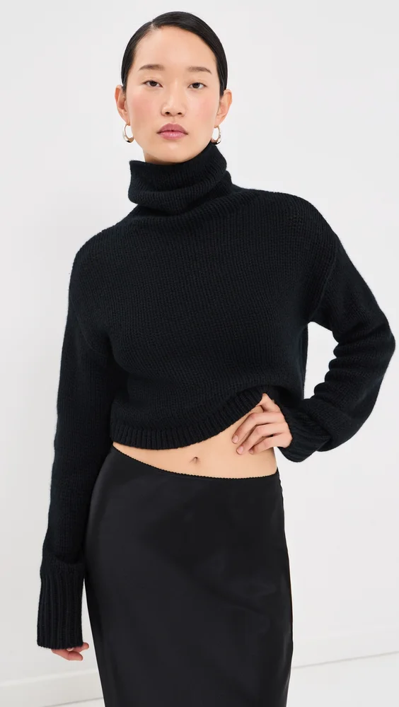 Cropped Cashmere Turtleneck Sweater
