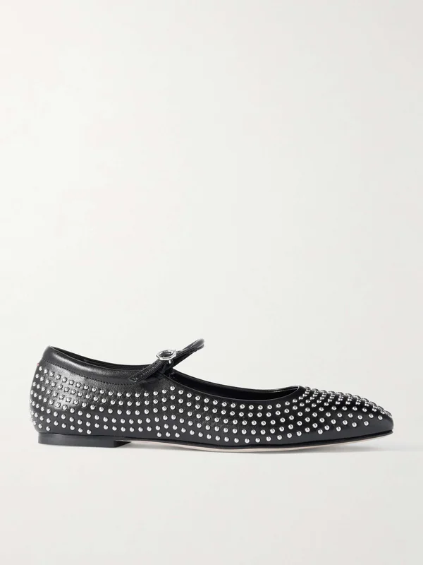 AEYDE Uma studded leather Mary Jane ballet flats