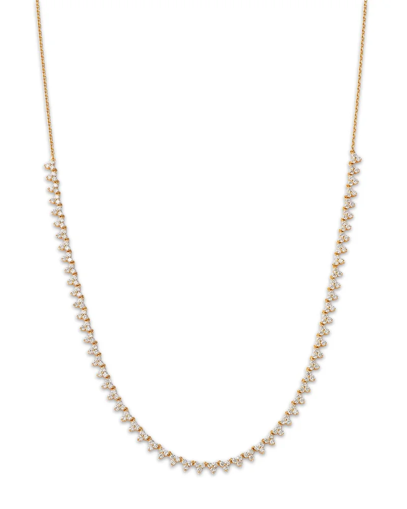 14K Yellow Gold Lab Grown Diamond Trilogy Collar Necklace, 16"