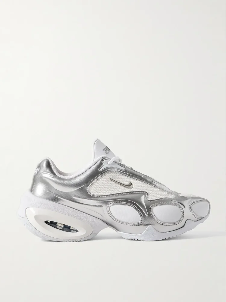 Air Max Muse mesh-trimmed metallic leather sneakers
