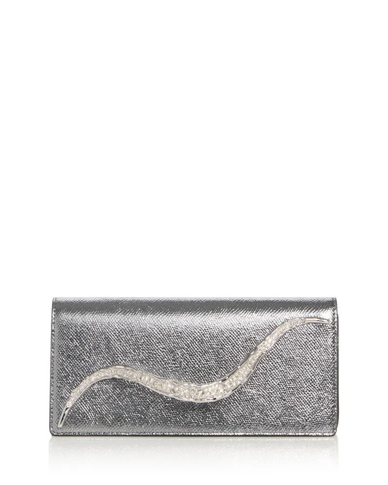 Crystal Curve Leather Clutch