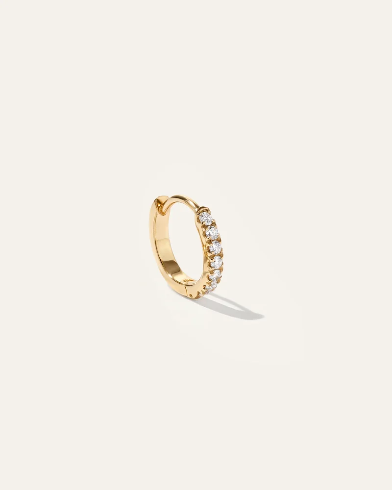 14K Gold Pave Diamond Single Huggie in Yellow Gold