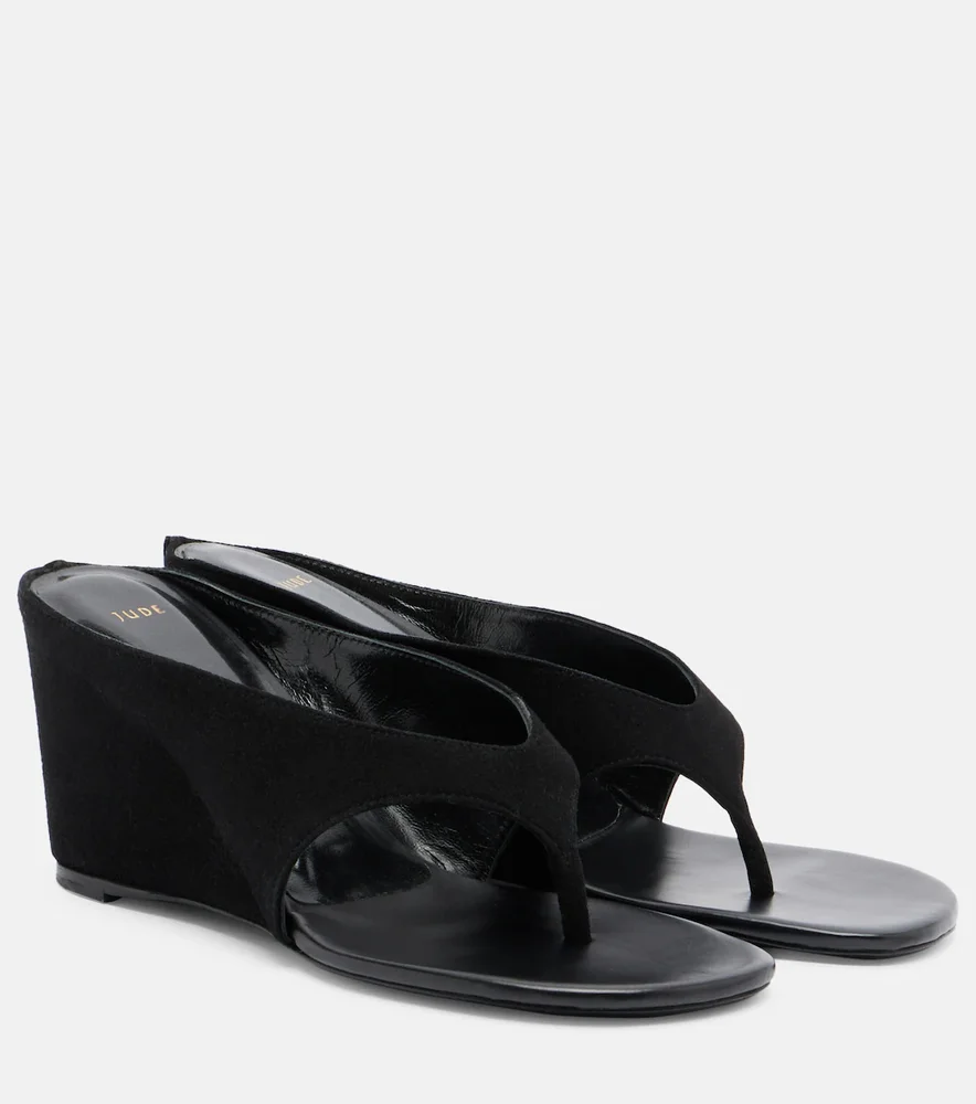 Yaga leather wedge thong sandals
