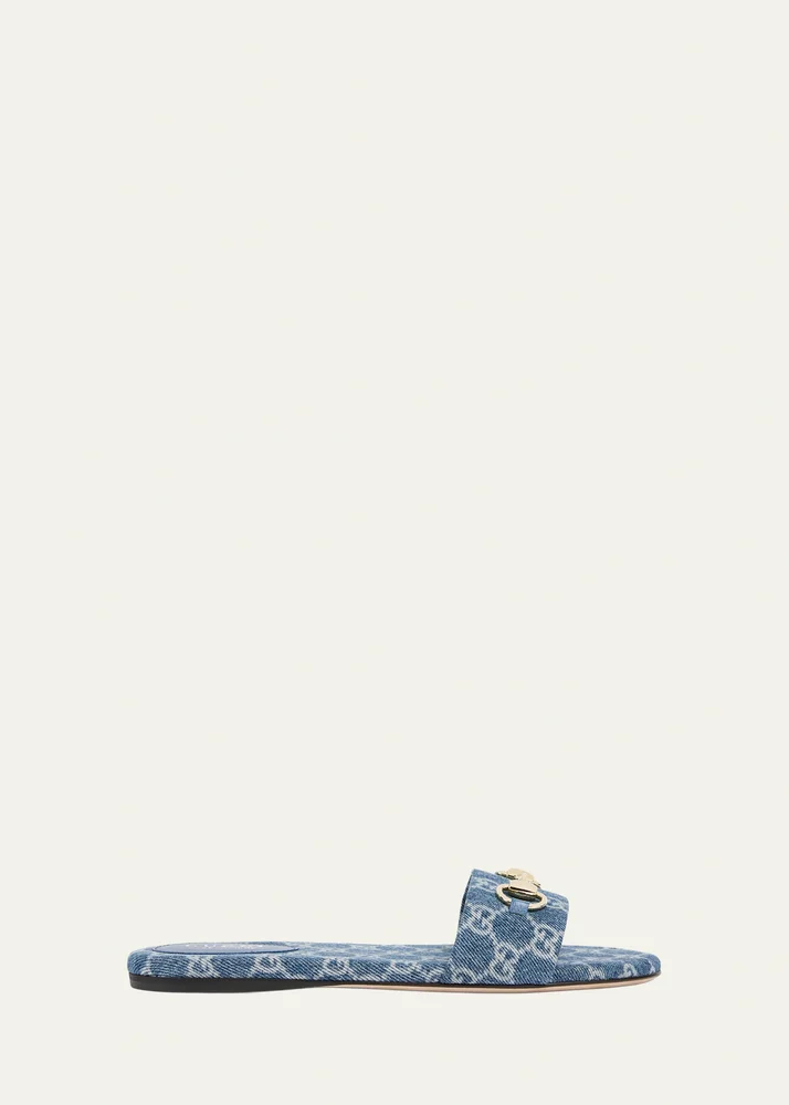GG Denim Slide Sandals