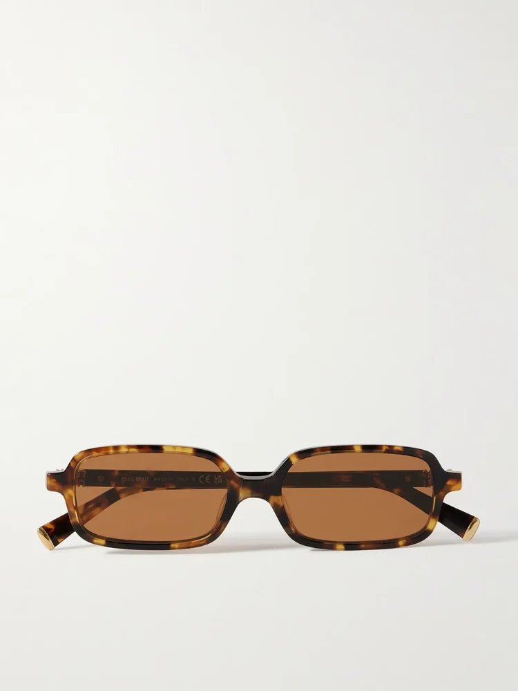 Miu Miu Rectangular-Frame Tortoiseshell Acetate Sunglasses