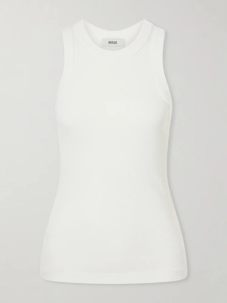 Leigh ribbed stretch organic cotton and Tencel™ Lyocell-blend jersey tank