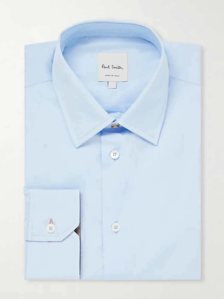 Classic-Collar Cotton-Poplin Shirt