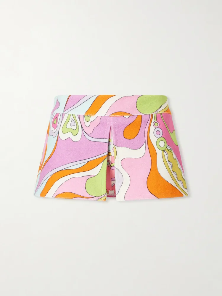 Printed cotton-terry shorts