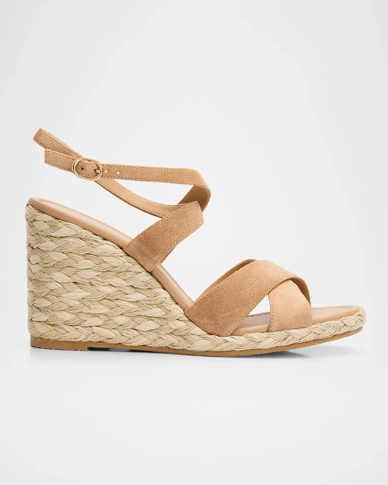 100mm Alyssa Suede Espadrille Wedge Sandals