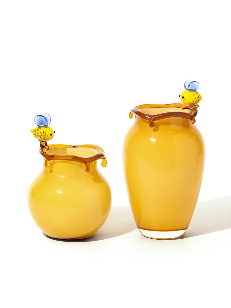 Golden Honeybee Vases, Set of 2