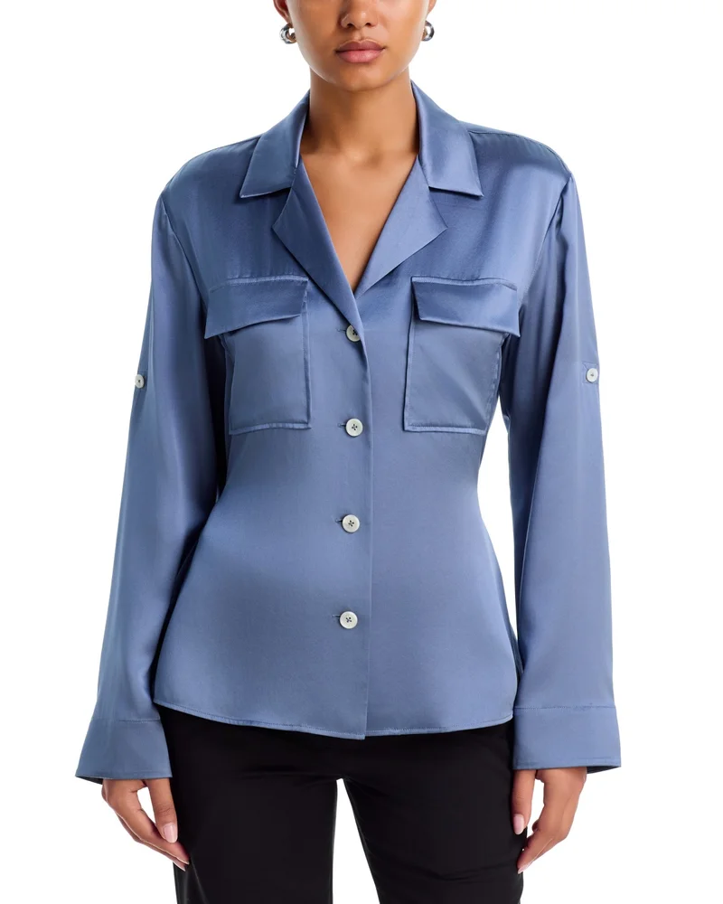 Sonny Silk Notch Collar Blouse