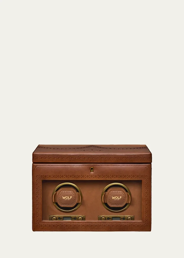 Brogue Double Watch Winder with Storage