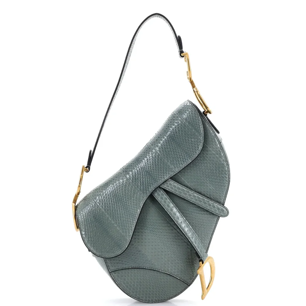 Dior Saddle Handbag Python Medium, Green