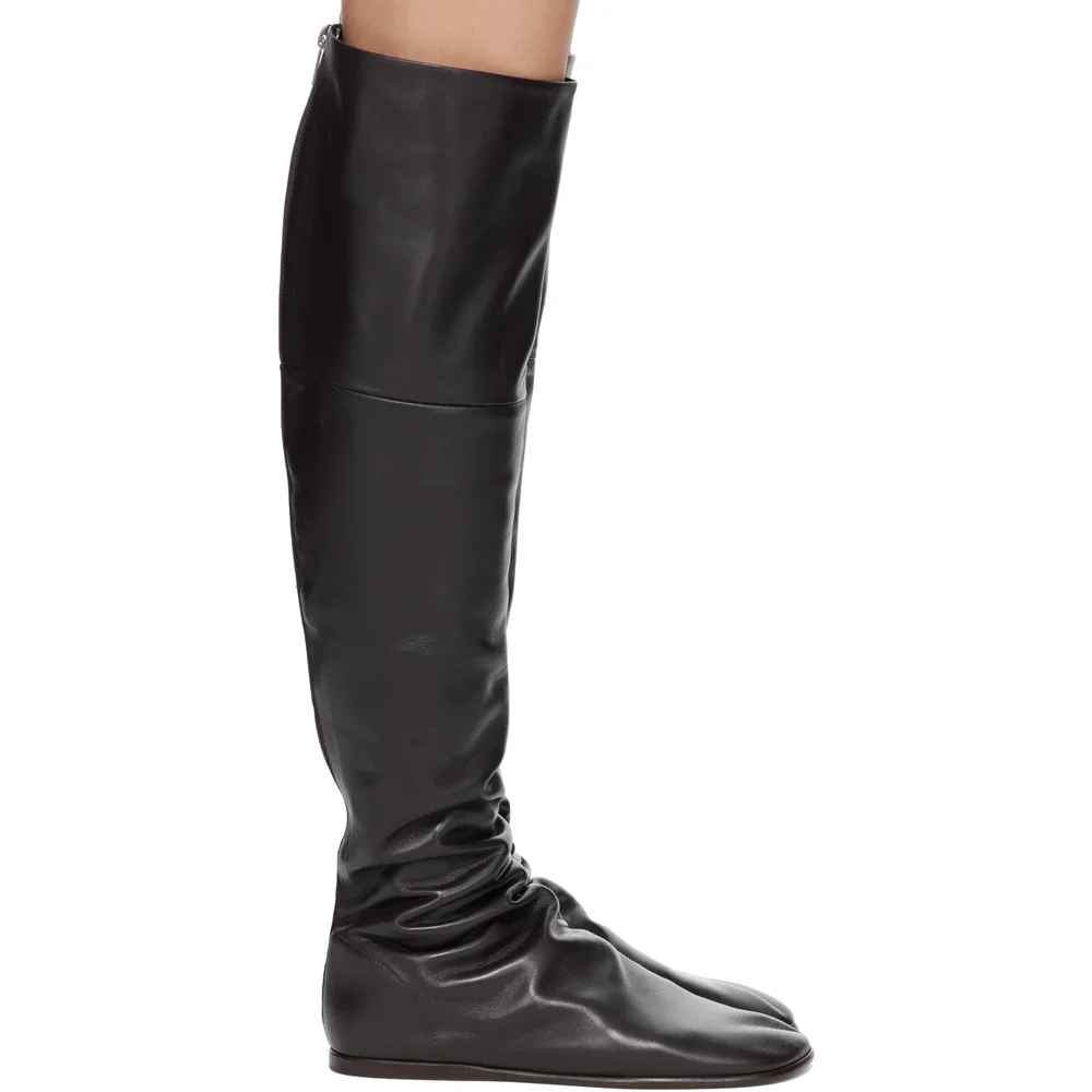 Black Knee Top Glove Flat Boots