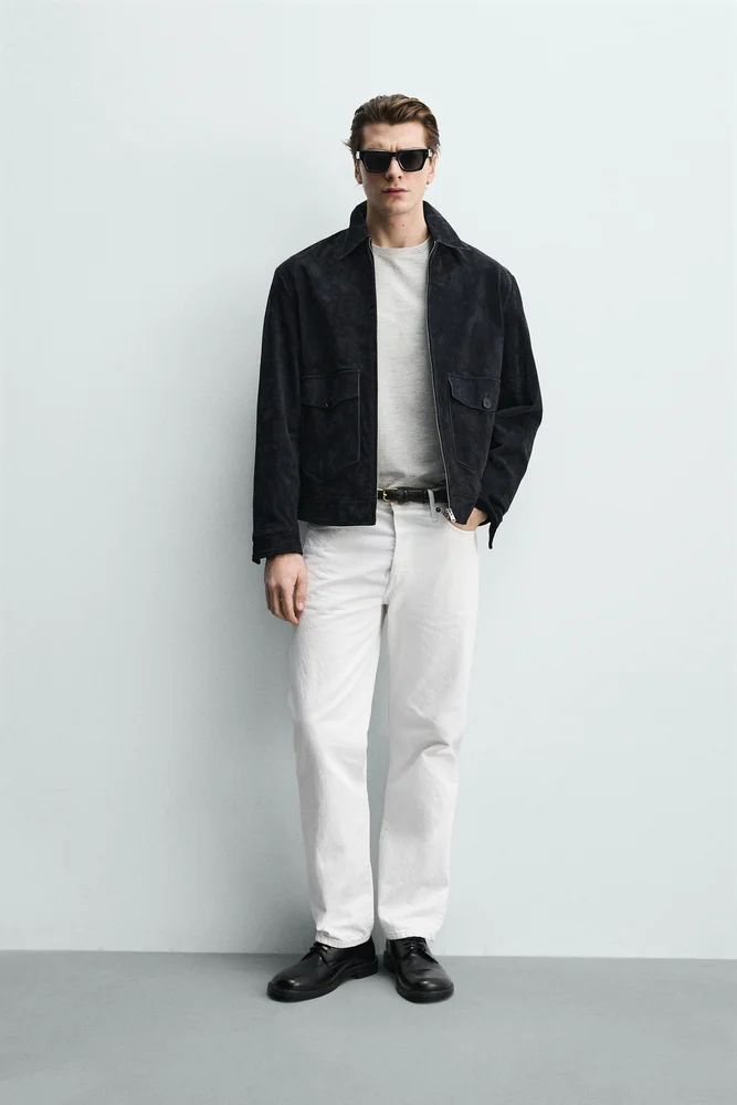 REGULAR FIT SUEDE LEATHER JACKET