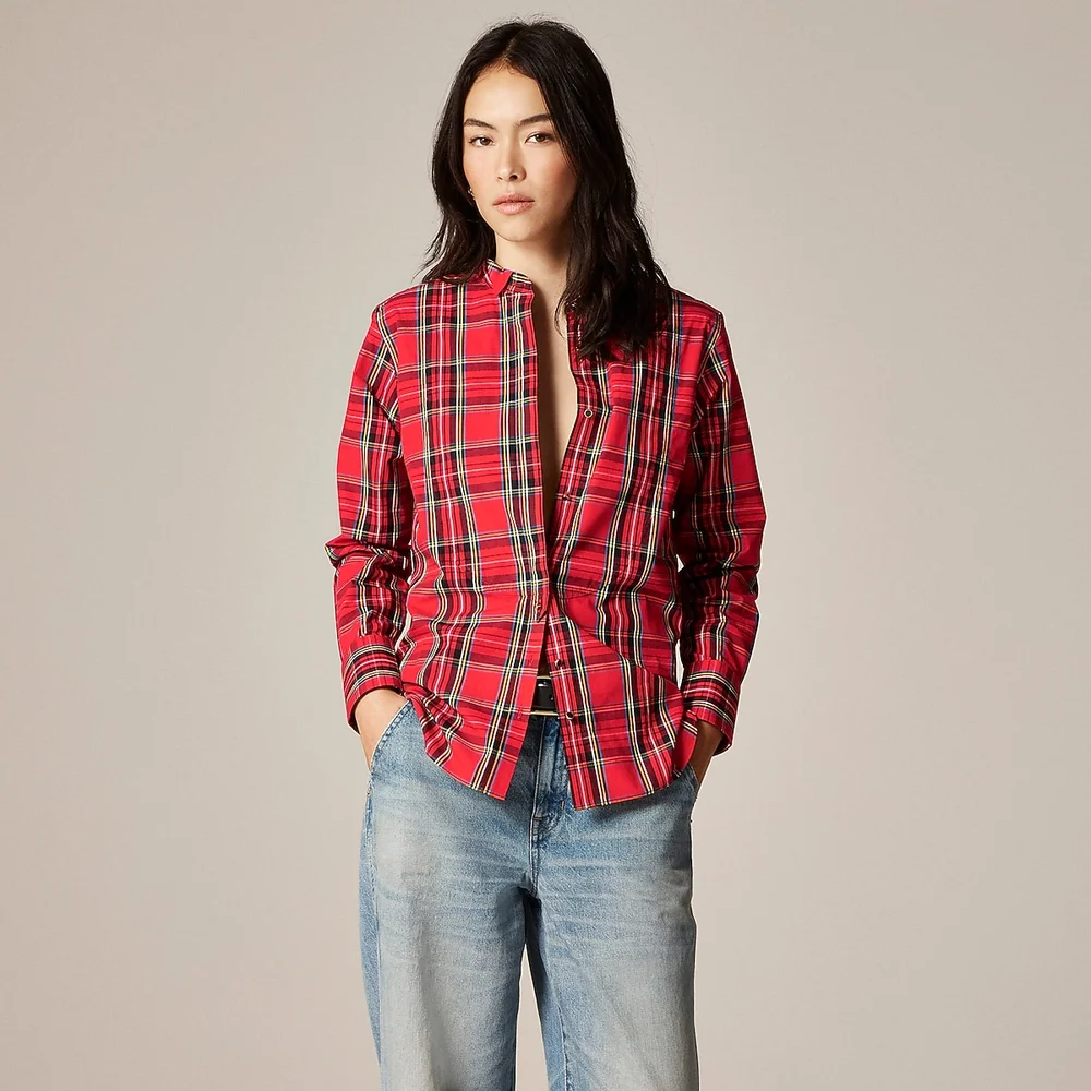 Jules tuxedo shirt in tartan cotton poplin