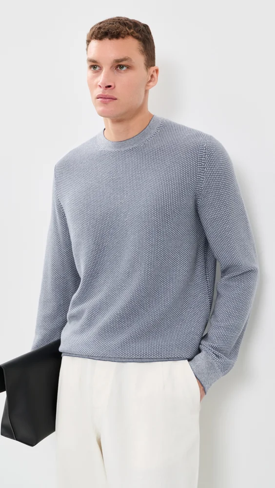 Geo Jacquard Crew Neck Sweater