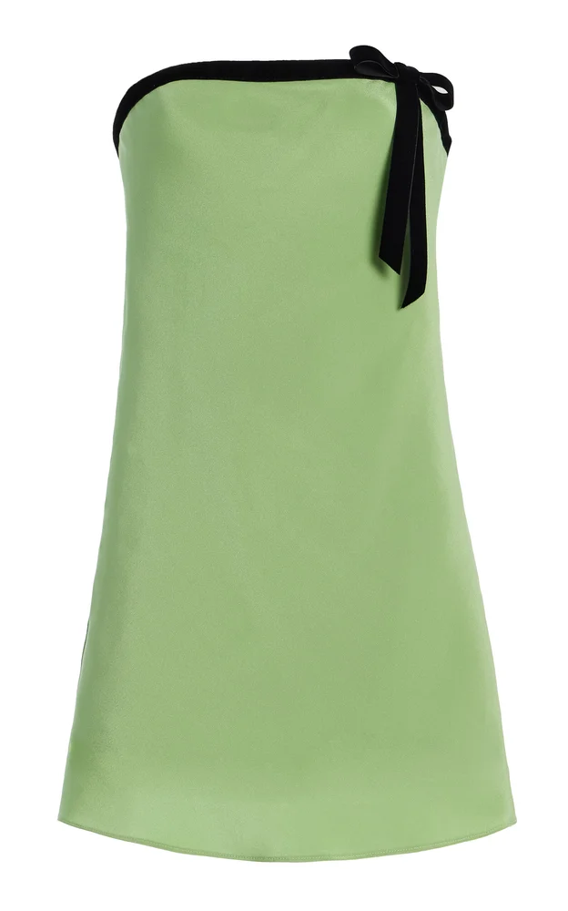 Velvet-Trimmed Silk Crepe Bias Mini Dress