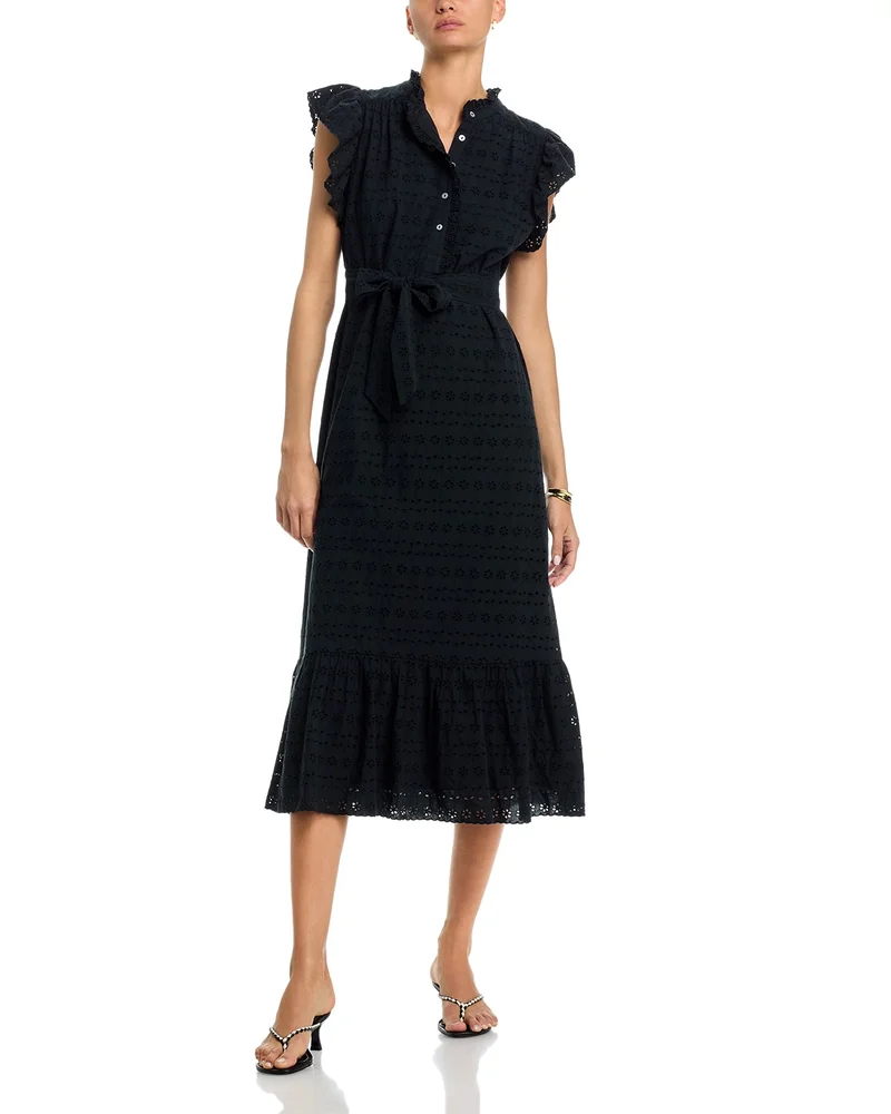 Black Dress: Darcy Eyelet Cotton Midi Dress