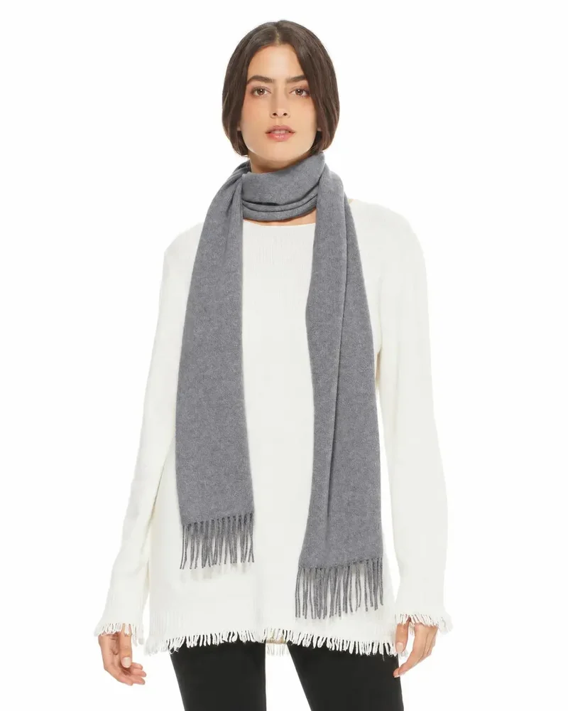 Essential Pure Cashmere Woven Scarf With Fringes