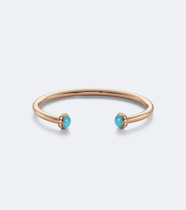 Possession 18kt rose gold cuff bracelet with diamonds and turquoise