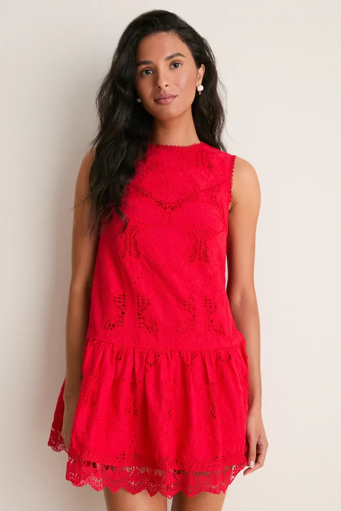 Red Giovanna Shift Mini Dress
