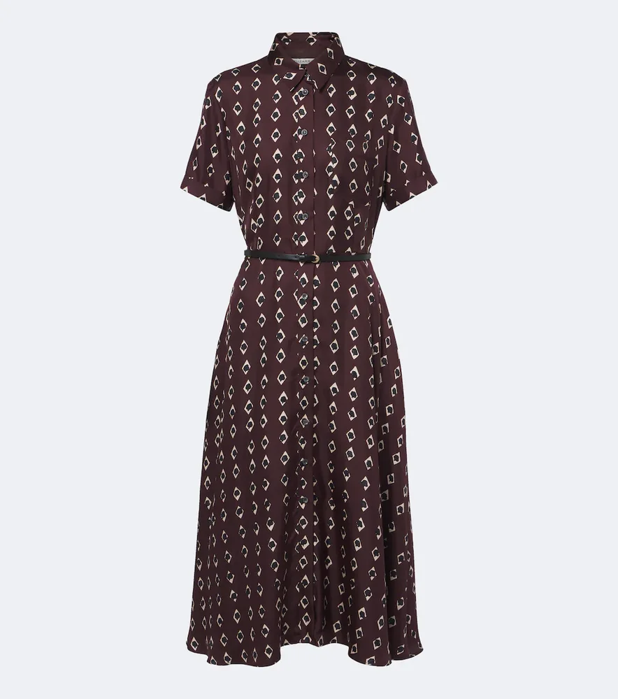 Kiera printed silk shirt dress