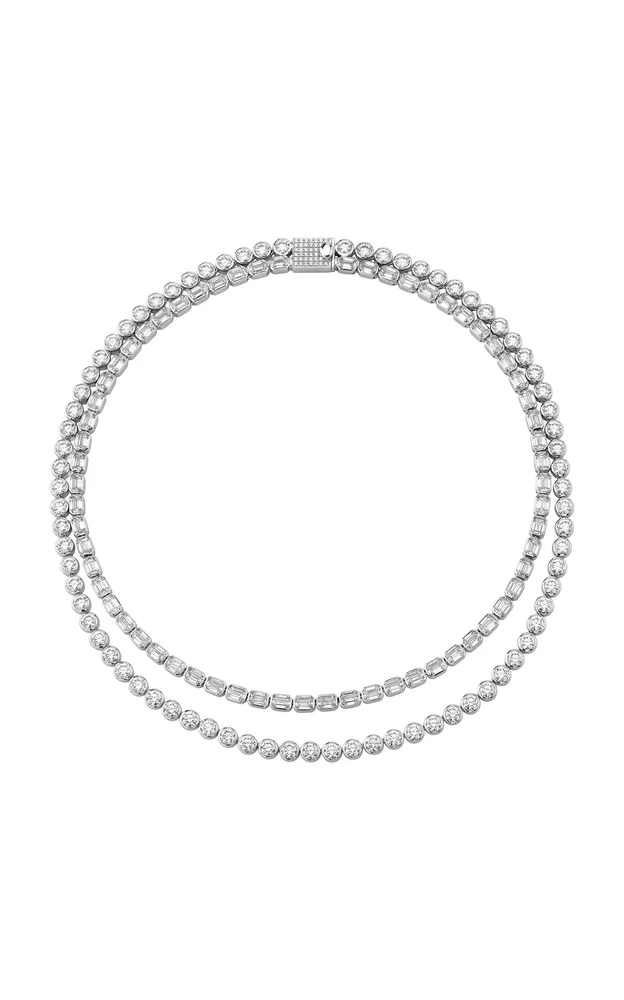 14K Yellow Gold Lab-Grown Diamond Celestial Double Strand Tennis Necklace
