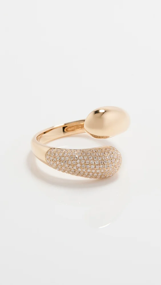 14k Yellow Gold Jumbo Diamond Double Dome Ring