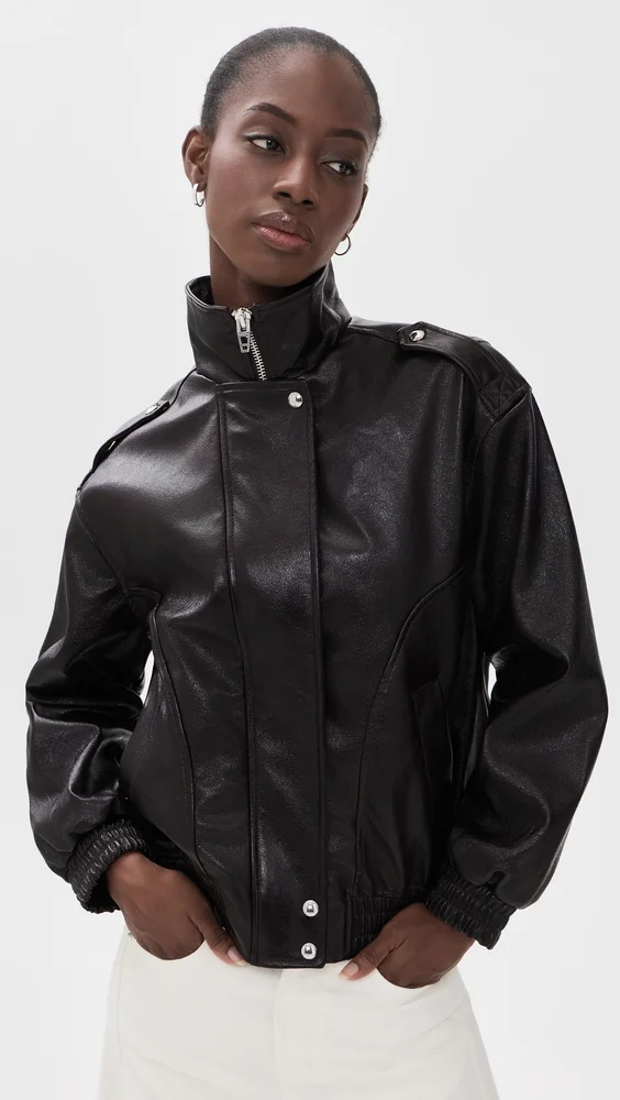 Hot Brew Bomber Faux Leather Jacket