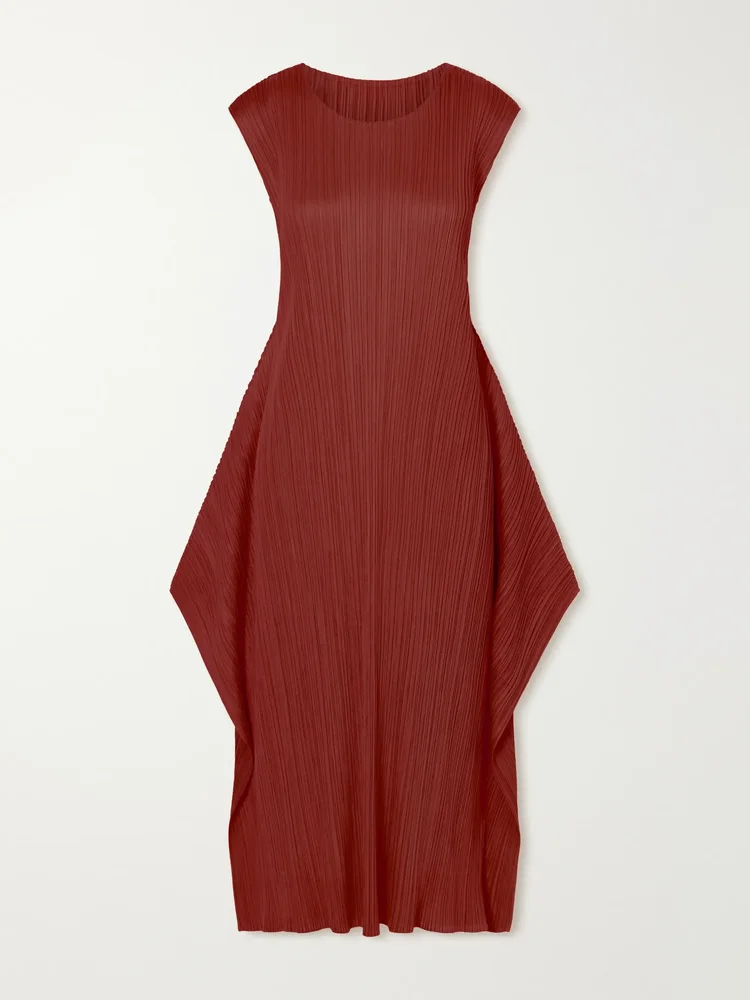 September plissé midi dress