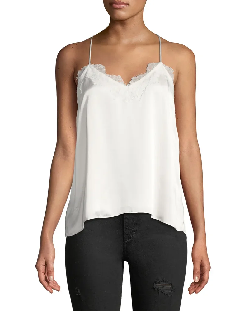 The Racer Silk Charmeuse Camisole w/ Lace