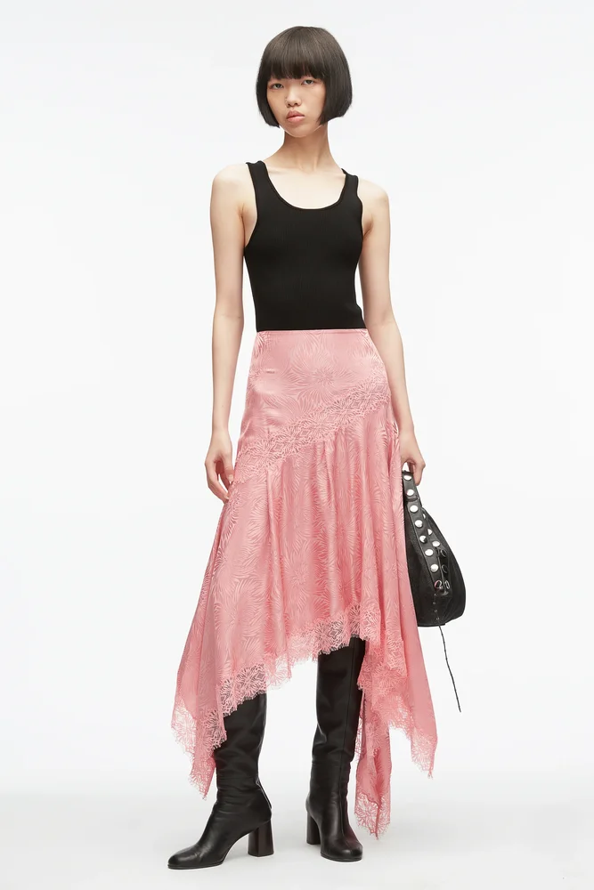 Floral Jacquard Handkerchief Skirt