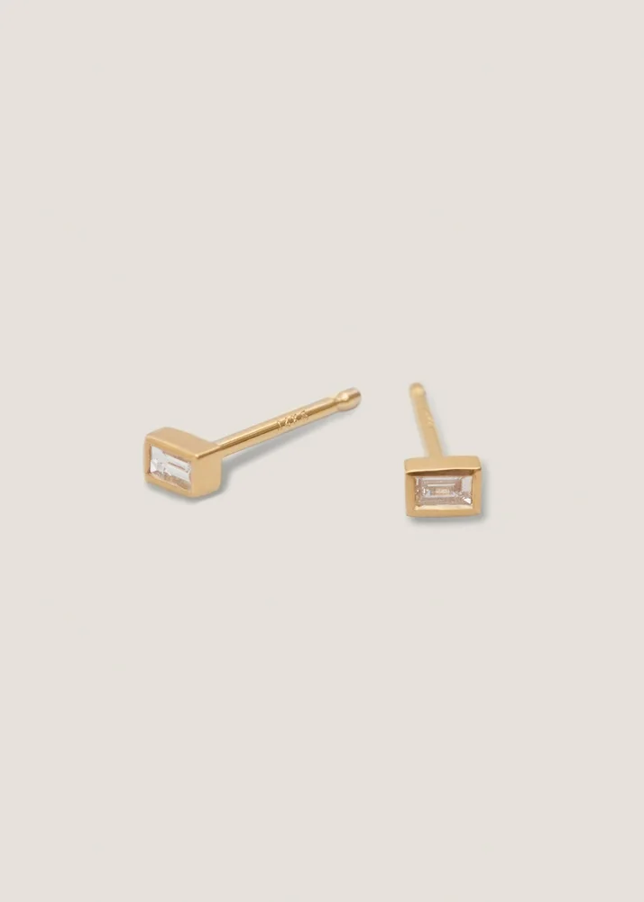 Naomi Baguette Stud Earrings Diamond